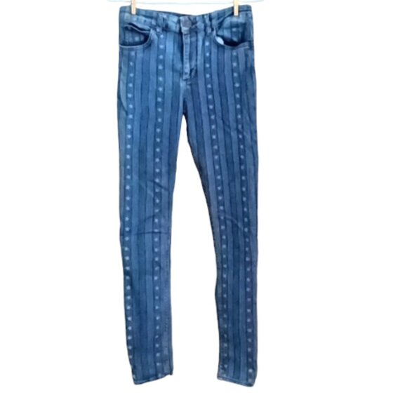 Sandro Star Stripes Skinny Jeans Blue Size 38 but‎ measures as a US 28 - Picture 1 of 7